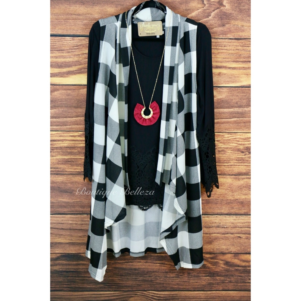 Black and White Buffalo Print Longline Vest - Picture 5 of 8